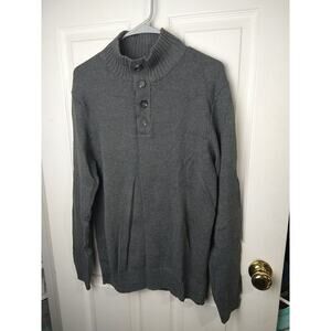 Porter&Ash Men's S Sweater Grey Pullover Four Button Close Length Long Sleeve